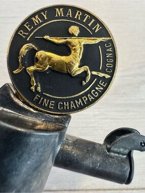 Vintage French Remy Martin Champagne Cognac Metal Bottle Pourer w Cork Stopper